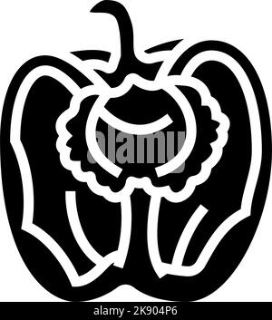 cut red pepper glyph icon vector illustration Stock Vector