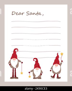 christmas wish list letter to santa claus for kids Stock Vector