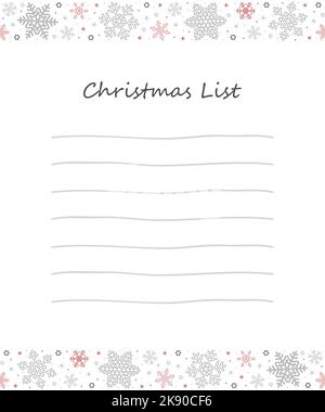 christmas wish list letter to santa claus for kids Stock Vector
