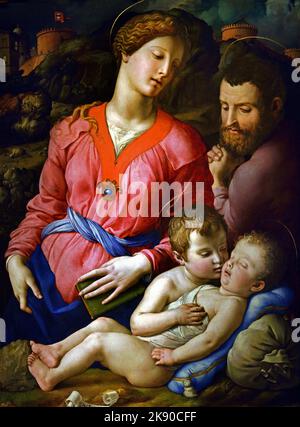 The Panciatichi Holy Family -  Sacra famiglia Panciatichi or Madonna Panciatichi, 1540 , Bronzino Tori , Nov 17 1503 - Nov 23 1572 , Italian Mannerist painter from Florence, Italy. Agnolo di Cosimo, said, il Bronzino, 1503-1752 Stock Photo