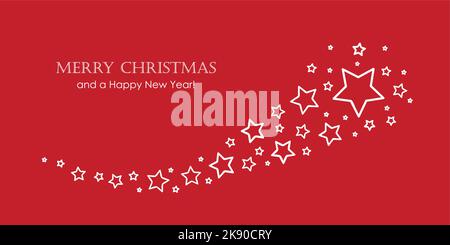 christmas greeting card falling star decoration on red background Stock Vector