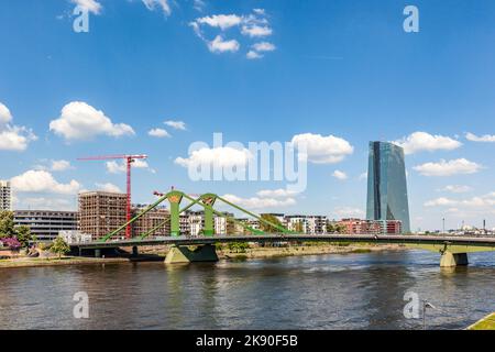 FRANKFURT AM MAIN, GERMANY - MAY 7, 2016: New headquarters of the European Central Bank or ECB. Frankfurt, Skyline Stock Photo