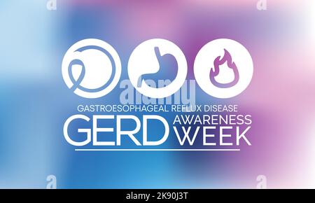 Gerd Advertisement GERD Awareness week. Gastroesophageal reflux disease. Vector ...