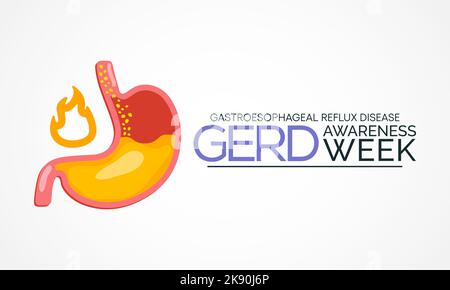 GERD Awareness week. Gastroesophageal reflux disease. Vector ...