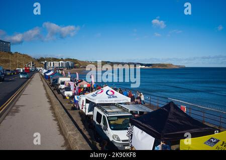 North Bay Scarborough with Surf Festival stalls and displays Stock Photo