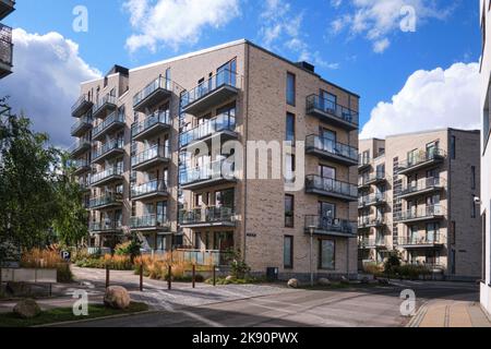Copenhagen, Denmark - Sept 2022:  A new Modern housing district Havneholmen Stock Photo