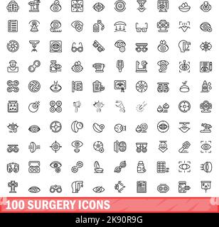 100 operation icons set. Outline illustration of 100 operation icons ...