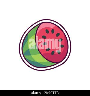Watermelon slot color line icon. Gambling casino. Stock Vector