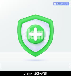 Medical guard shield icon symbols. immune, medical, Protect, Health insurance concept. 3D vector isolated illustration design. Cartoon pastel Minimal Stock Vector
