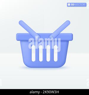 Shopping basket icon symbols. support, Grocery shop, market, sale event, online Shopping concept. 3D vector isolated illustration design. Cartoon past Stock Vector