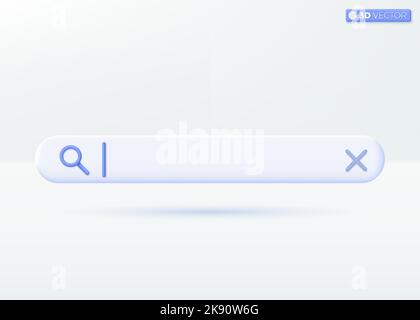 Search bar design icon symbols. Browser button for web, Navigation and search concept. 3D vector isolated illustration design. Cartoon pastel Minimal Stock Vector