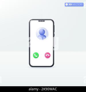 Answer and decline smartphone call buttons icon symbols, Calling and disconnec concept. 3D vector isolated illustration design. Cartoon pastel Minimal Stock Vector