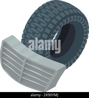Car sparepart icon isometric vector. New black car tire and grille assembly icon. Automotive spare part Stock Vector