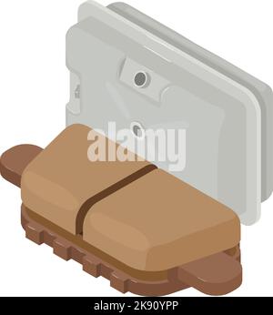 Vehicle equipment icon isometric vector. New car fuel tank and brake pad icon. Automotive spare part Stock Vector