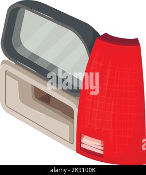 Car part icon isometric vector. Car mirror, interior door handle, side tail light. Automotive spare part Stock Vector