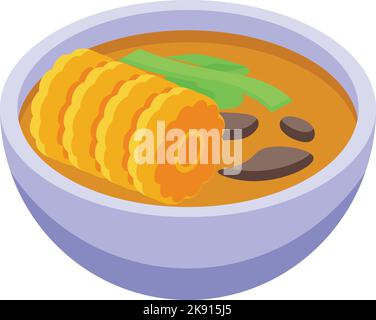 El Salvador soup icon isometric vector. Travel america. Map flag Stock Vector