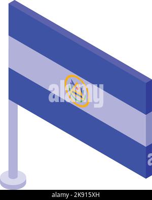 El Salvador flag icon isometric vector. Country travel. America travel Stock Vector