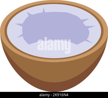 Half coconut icon isometric vector. Cosmetic cream. Soap oil Stock Vector