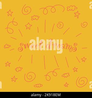 cute card sweet dreams, good night. stars Stock Vector