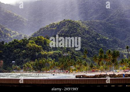 The people resting on Maracas Beach in Trinidad and Tobago Stock Photo