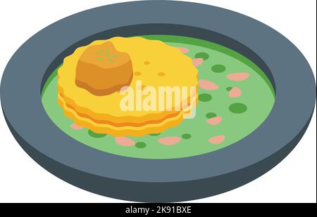 Green soup icon isometric vector. Australia food. Cuisine travel Stock Vector