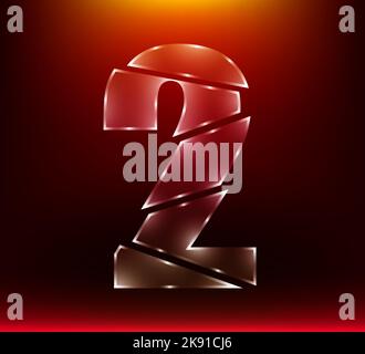 Number 2. Red digit two in 3d style. Realistic design in cartoon ...