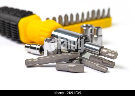 Various screwdriver bits and sockets Stock Photo