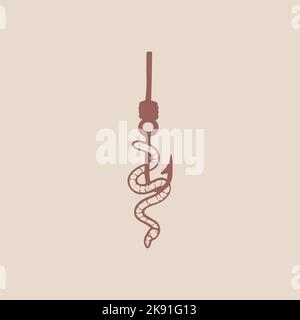 Worm on a fishing hook. Fishing symbol Stock Vector