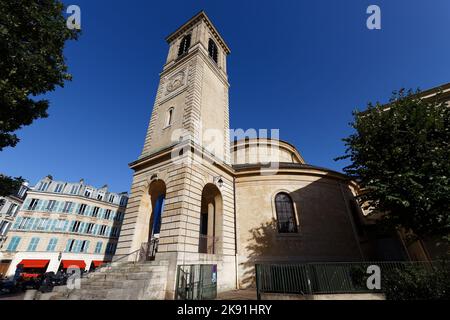 The Eglise Saint-Germain has survived the reign of many kings and seen many reworkings over the centuries. Saint Germain en Laye, France. Stock Photo