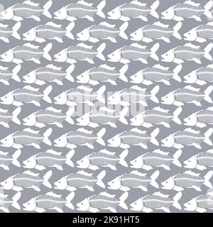 Seamless vector pattern with fish skeleton. Stock Vector