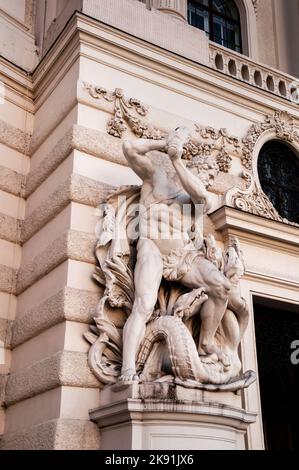Colossus statues of Hercules on the outer side of the Michalertor at the Michaelerplatz in central Vienna, Austria. Stock Photo