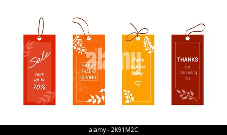Vertical labels with autumn leaves and twigs Stock Vector