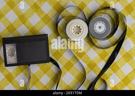 video Magnetic tape, old vhs ribbon tape Stock Photo