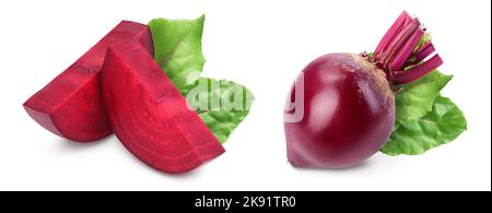 beetroot slices isolated on white background with full depth of field Stock Photo