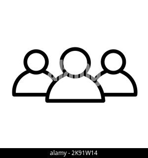 People icon in flat design. Men line symbol isolated on white background. Simple outline abstract men icon in black. Vector illustration for graphic d Stock Vector