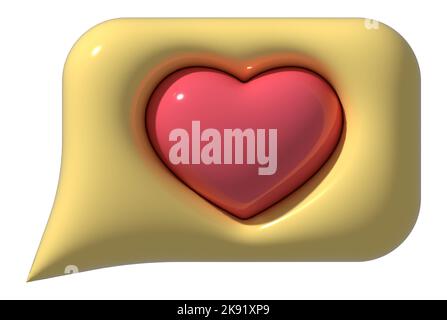 Speech Bubble With Red Heart On White. Symbol Of Like, Love. Modern ...
