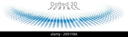 Abstract perspesctive dotted blue surface with halftone effect. Vector graphic background Stock Vector