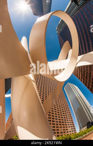 Los Angeles, USA - June27, 2010: perspective of skyscraper KPMG tower and Deloitte and touche building downtown los Angeles. The architecture in bunke Stock Photo