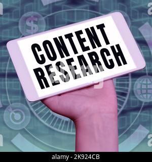 Inspiration showing sign Content Research. Business concept delivers the content on demand to the service consumer Important Idea Shown On Phone On Stock Photo