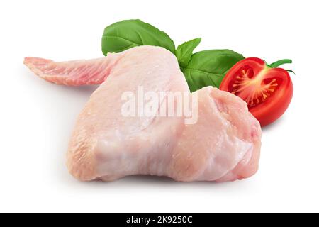 Raw chicken wings isolated on white background with full depth of field Stock Photo