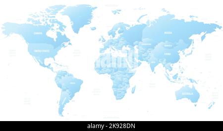 World map detailed political map with lables Stock Vector