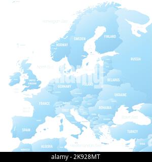 Europe map detailed political map with lables Stock Vector