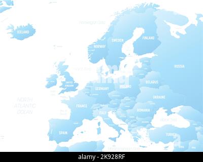 Europe map detailed political map with lables Stock Vector