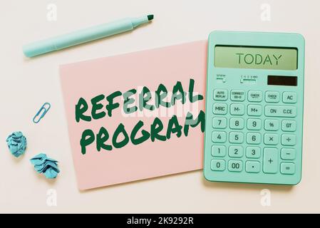 Writing displaying text Referral Program. Internet Concept parking spaces that are reserved for specific individuals Stock Photo