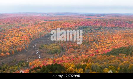 Aerial view of the Jordan River Valley looking south from Dead Man's Hill, Michigan. Stock Photo