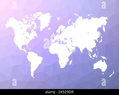 World map silhouette on blue-violet low poly background Stock Vector