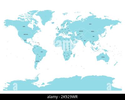 Political map of world with in blue. Vector illustration Stock Vector