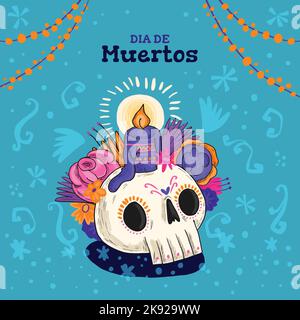 hand drawn dia de muertos vector design illustration Stock Vector