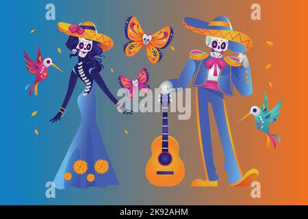 gradient dia de muertos elements collection vector design illustration Stock Vector