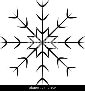 Openwork Outline drawing nice snowflake. Line art. Icon. Isolate. Suitable for postcard, poster, label, greeting card, brochure or price tag. Good for pattern, background and banner. Vector. EPS Stock Vector